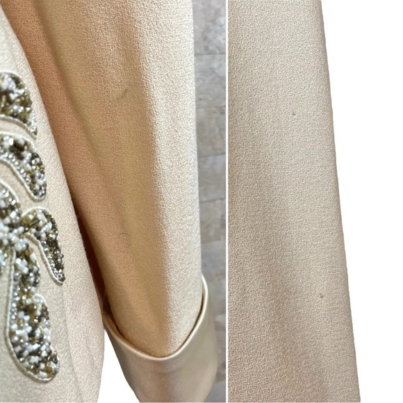 Vtg Albert Nipon Wool Beaded Buttoned Formal Evening Jacket Beige Size 8 - Picture 6 of 10